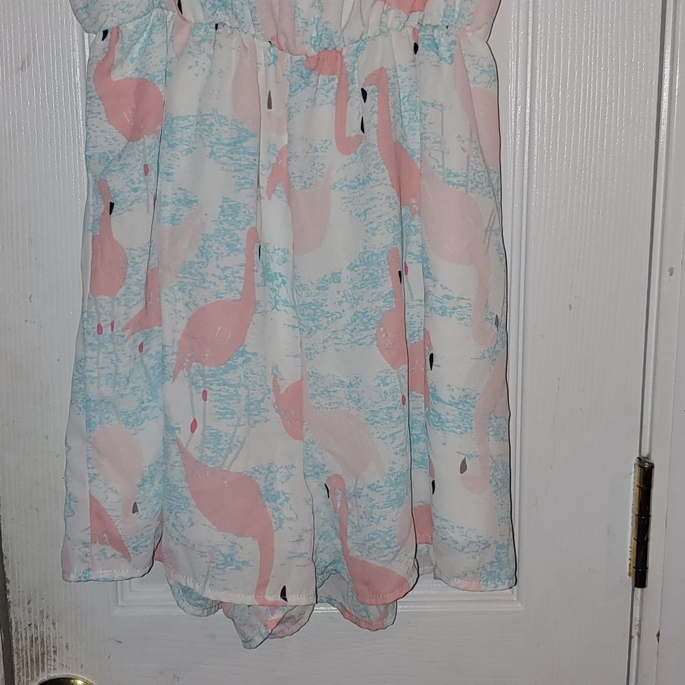 Vestique Flamingo Pink Turquoise Romper Sz M — image 2 of 5